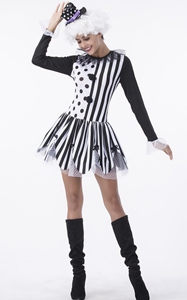 F1797 Party Clown Adult Costume Fashion Cosplay Halloween Dress